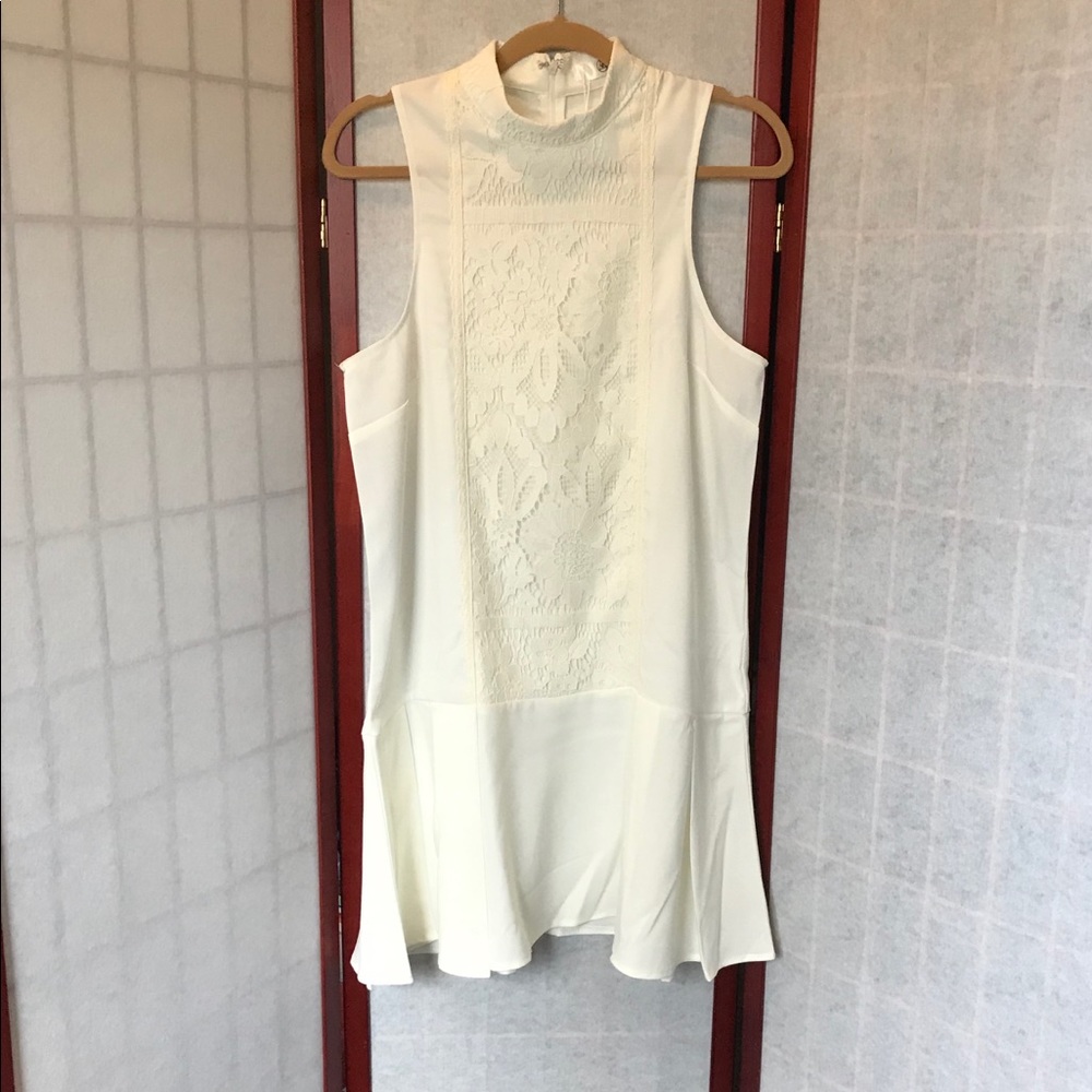 NWT! Cute White Drop-waist hem Mini Dress